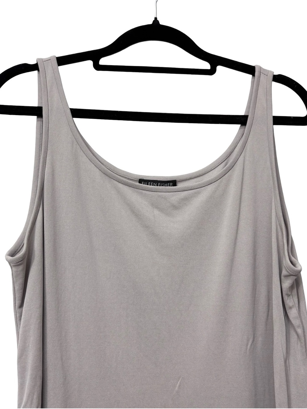 Eileen Fisher sleeveless scoop-neck tank top washable silk jersey  Medium Gray